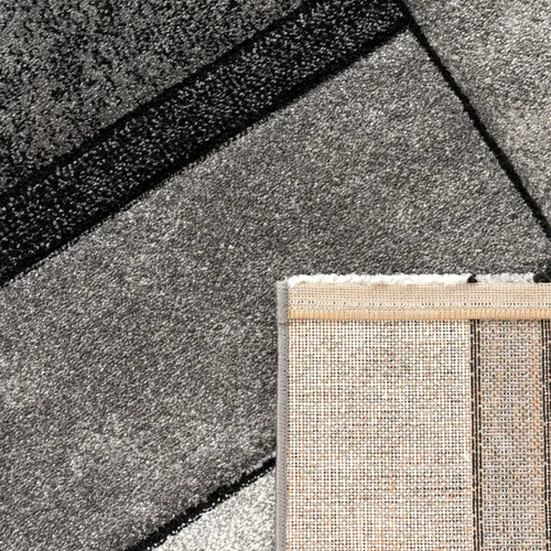 Miniatura 4 de Paco Home Alfombra de área con patrón geométrico moderno en gris y blanco, tamaño: 2' x 3'7