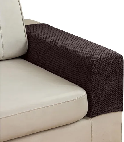 Juego de 2 Fundas para Brazos de Sofá Sillón de Poliéster Elástico Fundas para Reposabrazos de Sofá Sillón Reclinable Fundas Protectoras con Marrón