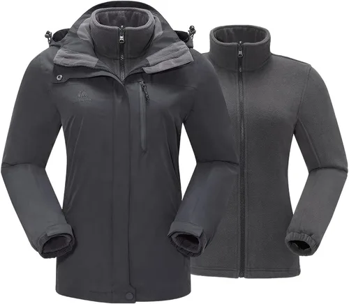 Miniatura 6 de CAMEL CROWN Chaqueta de esquí impermeable 3 en 1 para mujer, abrigo de invierno rompevientos, chaquetas de snowboard para lluvia, nieve, senderismo