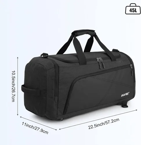 Miniatura 5 de G4Free Mochila de lona de 3 vías de 45L60L, bolsa de gimnasio con bolsillo húmedo y compartimento para zapatos, bolsa de lona para viajes