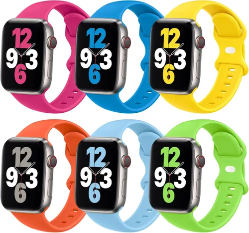 Paquete de 6 correas deportivas compatibles con Apple Watch Band de 1.496 in 1.575 in 1.614 in 1.654 in 1.732 in 1.772 in 1.811 in 1.929 in,