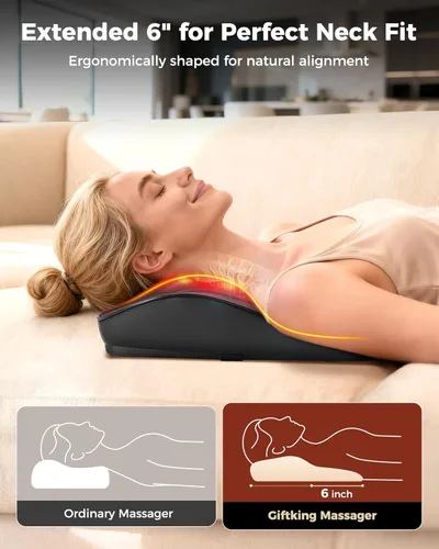 Miniatura 2 de Masajeador de cuello con calor, masajeador Shiatsu de espalda y cuello, almohada de masaje de tejido profundo 3D para espalda, hombros, alivio