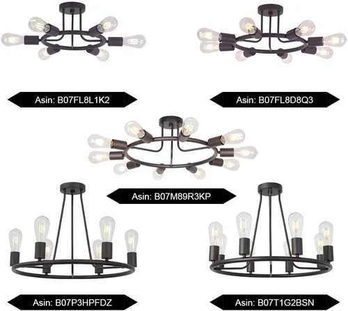 Miniatura 7 de BONLICHT - Lámpara de techo, candelabro, araña de luz, de níquel cepillado, 3020-10C-OB, 60.00watts, 120.00 volts Bronce frotado con aceite-10c