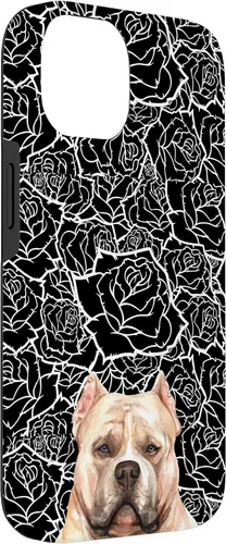 Miniatura 3 de Funda para iPhone 14 American Bulldog Bully Dog Rose Flower Negro Blanco