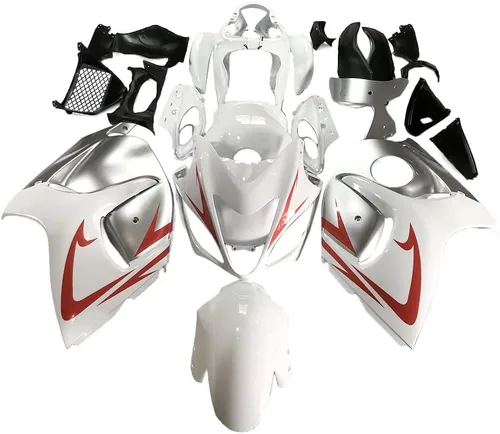 Miniatura 11 de FLPRO - Carenados completos de plástico ABS blanco plateado para Suzuki 1997-2007 GSXR1300 Hayabusa 1997 1998 99 00 2001 02 03 2004 05 2006 2007