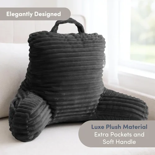 Miniatura 2 de Nestl Almohada de lectura para niños y adolescentes con espuma viscoelástica triturada, almohadas de respaldo de felpa de corte lujoso para leer