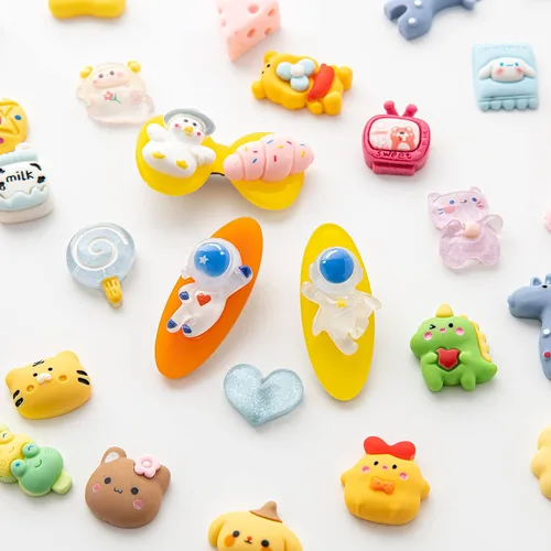 Miniatura 4 de Juego de dijes de dibujos animados de slime – Lote mixto surtido de dijes kawaii de resina plana para hacer manualidades, decoraciones, álbumes
