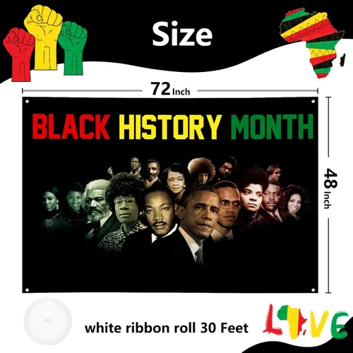 Miniatura 3 de Cartel grande negro del mes de la historia de 72 x 48 pulgadas, decoración del mes de la historia afroamericana, carteles de personas famosas