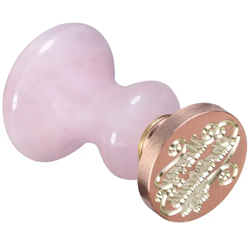 Miniatura 9 de Amogeeli Sello de cera de cuarzo rosa, mango de sello clásico de cristal con cabezal de sello de cobre extraíble para manualidades, sobre