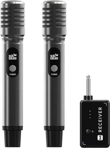 Micrófonos inalámbricos, micrófono inalámbrico con conexión de chip uno a uno, batería recargable de 40H, alcance de 200 pies, plug and play, diseño