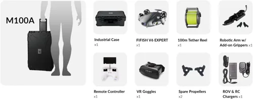 Miniatura 2 de FIFISH V6 Expert V6E M100A Drone submarino ROV con brazo robótico y estuche industrial