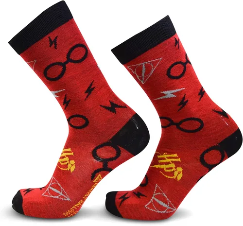 Miniatura 3 de Harry Potter Paquete de 2 calcetines Hogwarts Express Lightning Bolt de 9 34, Rojo