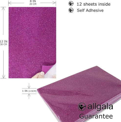 Miniatura 2 de allgala Hojas de papel de espuma EVA autoadhesivas con purpurina perfectas para niños, proyectos de manualidades y aulas o cosplay, cortadores
