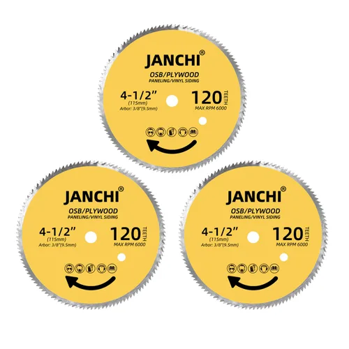 Miniatura 2 de Paquete de 3 hojas de sierra circular de 3-3/8 pulgadas 80T con mandril de 19/32 pulgadas (15mm), para madera contrachapada, OSB, paneles