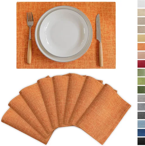 Miniatura 25 de Demetex Juego de 4 manteles individuales de lino resistentes al calor, manteles individuales de arpillera para comedor, cocina, banquete, lino claro