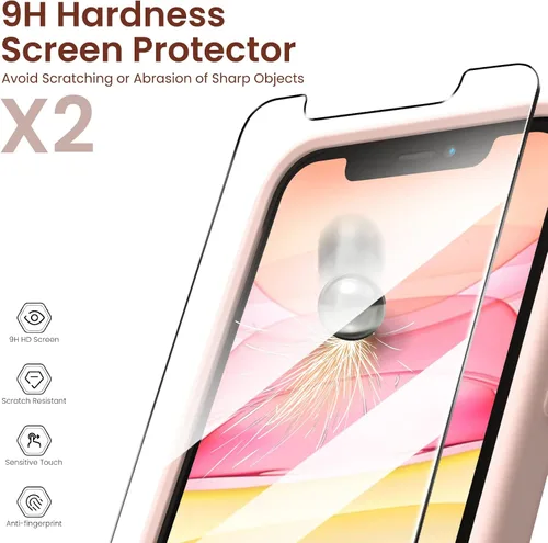 Miniatura 5 de ORNARTO Funda para iPhone 11 de 6.1 pulgadas, silicona líquida con 2 protectores de pantalla, a prueba de golpes y tacto suave, cuerpo completo