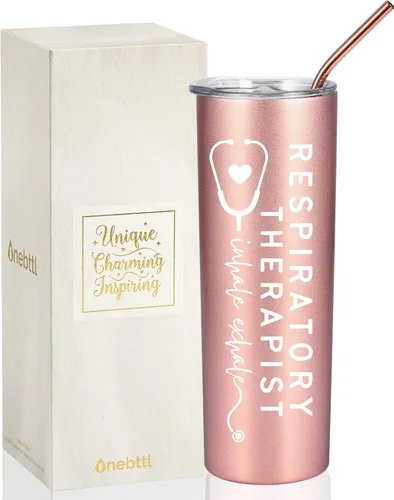 Regalos para terapeuta respiratorio para mujeres, regalos para RT en la semana de cuidado respiratorio, cumpleaños y Navidad, vaso aislado de acero