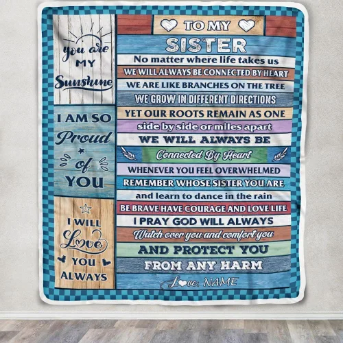 Miniatura 3 de Manta personalizada con texto en inglés «To My Sister from Sister Wood» No Matter Where Life Takes Us Soul Sister cumpleaños, Navidad, graduación