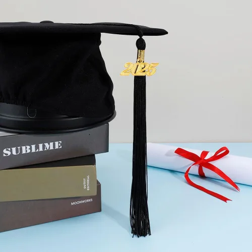 Miniatura 5 de Borla 2025, 1 unidad, borla de graduación para graduados 2025, borla 2025 con dijes de fecha dorada 2025 para fiestas de graduación, ceremonias
