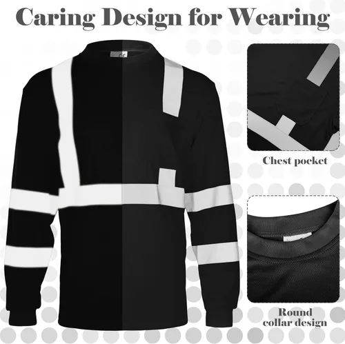 Miniatura 6 de Amylove 4 camisetas de seguridad de manga larga reflectantes de alta visibilidad, camisetas de trabajo de construcción para hombres y mujeres