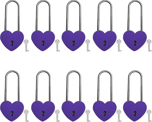 Miniatura 13 de Love Lock - Candado de corazón, 1.969 in, 3.5 pulgadas, pintura de goma, color rojo, con llave para valla, puente, amantes, boda, aniversario