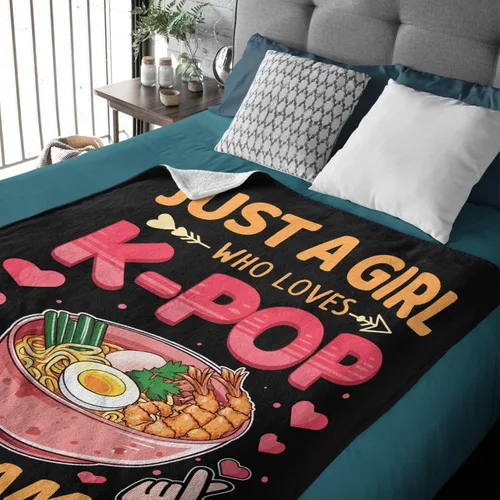 Miniatura 3 de Manta Personalizada Girl Loves Ramen Súper Suave Ligera Manta Cómoda Esponjosa Edredón para Cama Sofá Todas las Estaciones Cálida 50"x40" Pequeña
