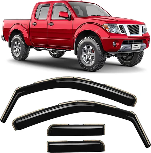 Voron Glass Protectores de lluvia extra duraderos en canal para camiones Nissan Frontier 2005-2021 Crew Cab, deflectores de ventana, viseras de