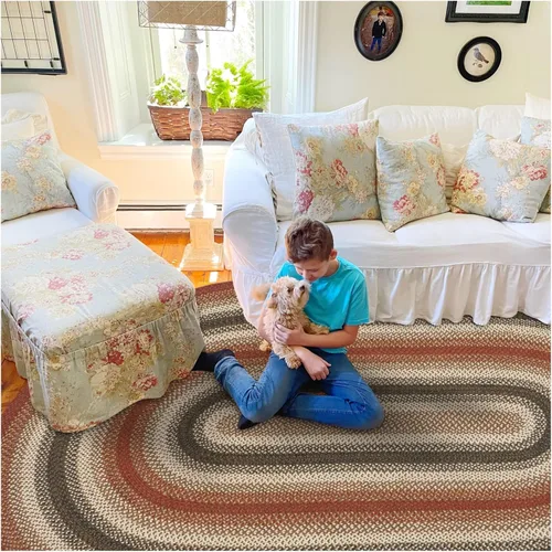 Miniatura 84 de Homespice Alfombras de Área Ovaladas Trenzadas de Yute Denim Azul de 8x10 pies para Sala de Estar, Dormitorio y Comedor. Apto para Mascotas. Estilos