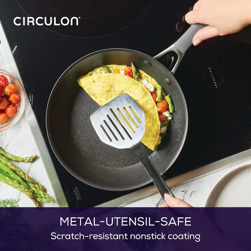 Miniatura 6 de Circulon Serie A1 con juego de sartenes antiadherentes de inducción ScratchDefense, juego de 6 sartenes de cocina, utensilios de cocina