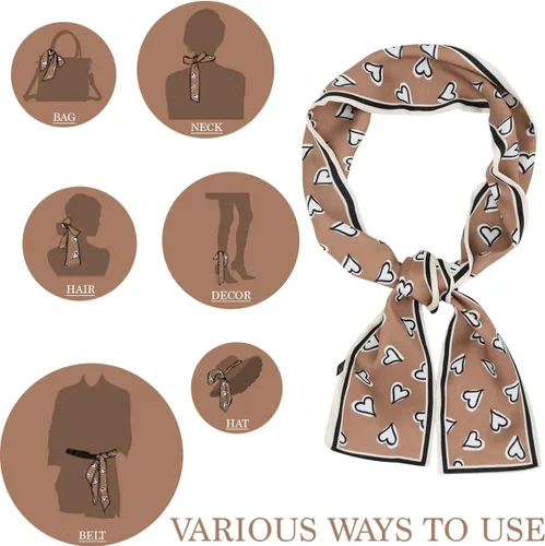 Miniatura 3 de Women's Designer Neckerchief Handbag Handle Ribbon Fashion Scarf Cute Heart Printed Hair Tie
