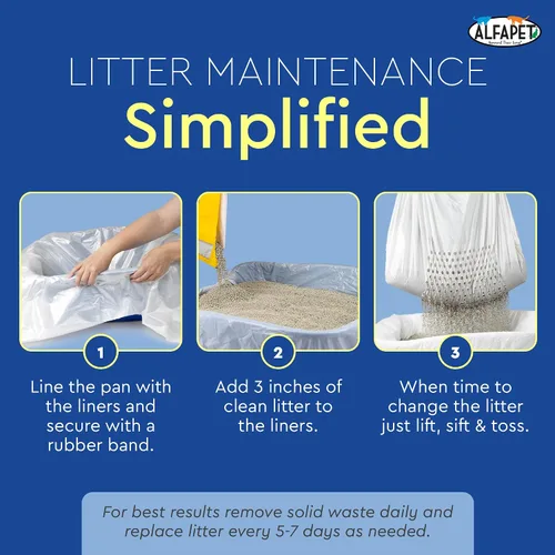 Miniatura 6 de Alfapet Revestimientos Originales para Caja de Arena para Gatos con Tamiz - Extra Gigante 60 Unidades - Bolsas de Arena para Gatos Resistente al