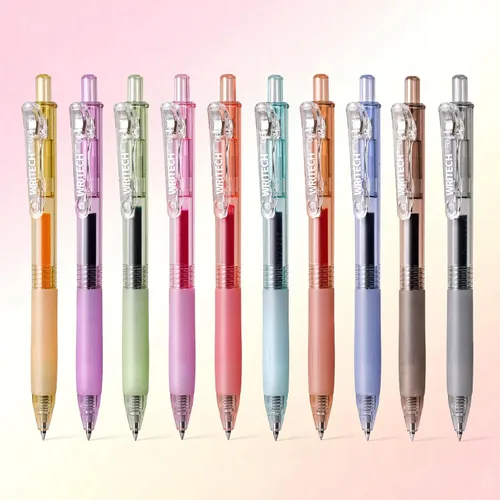 WRITECH Bolígrafos de gel retráctiles de tinta de secado rápido 0.5mm punta redonda multicolor para escribir en diarios, dibujar, garabatear y tomar