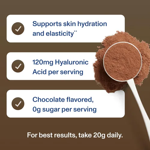 Miniatura 7 de Vital Proteins Péptidos de colágeno avanzados, péptidos hidrolizados con ácido hialurónico y vitamina C - Polvo sabor chocolate, 24.7 onzas