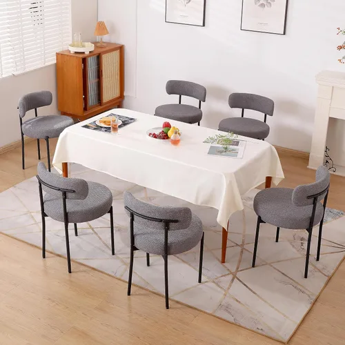 Miniatura 13 de Juego de 2 sillas de comedor negras, sillas de comedor modernas de mediados de siglo, respaldo curvado, sillas de comedor tapizadas redondas