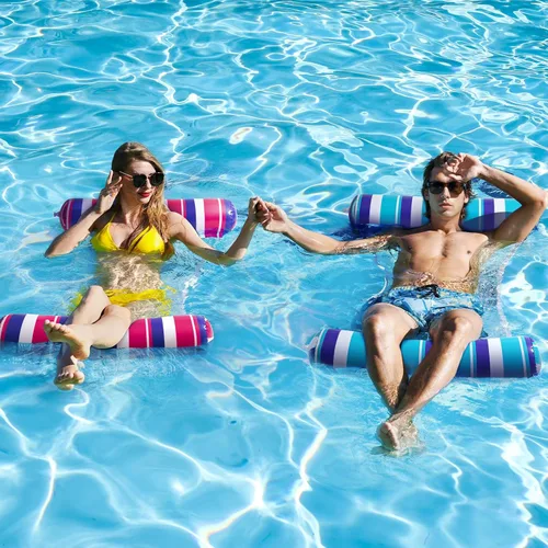 Flotadores de piscina para adultos, paquete de 2 flotadores inflables para piscina, 4 en 1, balsas multiusos tumbona hamaca de agua para piscina,