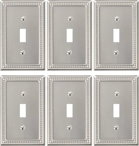 Miniatura 20 de Paquete de 4 placas de cubierta para interruptor de luz de palanca individual, cubiertas decorativas de perlas, placa de pared de metal almendra