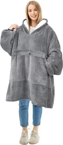 Miniatura 19 de Solaris Manta de gran tamaño con capucha y bolsillo para mascotas, cálida y súper suave y acogedora sudadera Sherpa con capucha para mujeres