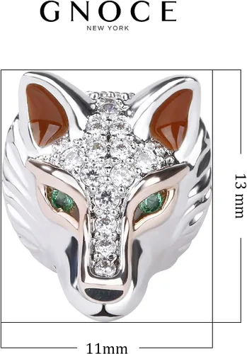 Miniatura 6 de GNOCE Dijes de lobo antiguo para pulsera de plata de ley 925 con cuentas de cabeza de lobo animal para mujeres, día de la madre y hombres