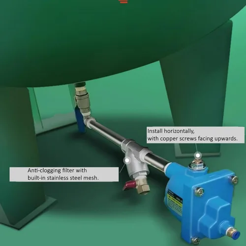 Miniatura 2 de La válvula de drenaje del compresor de aire G1/2 BSP soporta 2,5 Mpa, drenaje automático mecánico para el condensado del compresor de aire