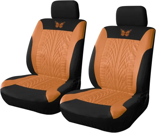 Miniatura 7 de BESULEN Fundas de asiento delantero de automóvil, paquete de 2 protectores de asiento automotriz de mariposa, accesorios para el interior del Beige