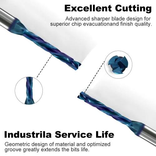 Miniatura 3 de Broca de enrutador espiral de compresión de corte ascendente y descendente de 3 flautas para CNC, diámetro de corte de 1/8 pulgadas, longitud