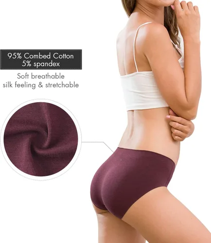 Miniatura 4 de Altheanray Ropa interior de algodón para mujer, sin costuras, suave, hipster, bikini de tiro medio para mujer
