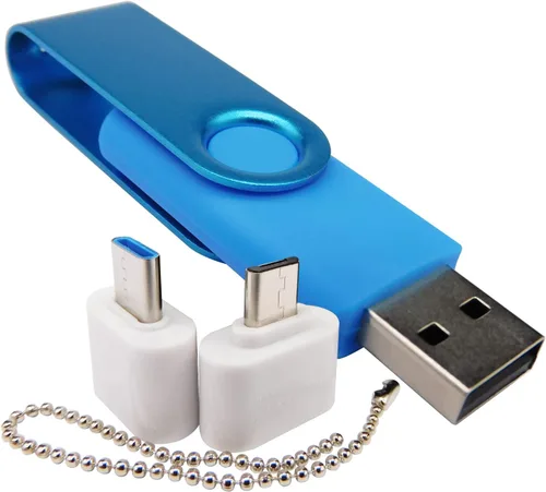 Miniatura 11 de Mini unidad flash USB de capacidad con 1 OTG (Micro USB) y 1 adaptador tipo C (USB-C) para teléfono móvil (naranja, 128 MB)