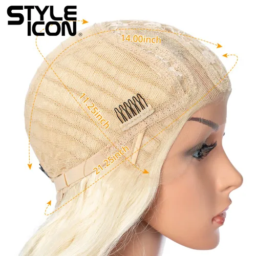 Miniatura 7 de Style Icon Pelucas de encaje frontal de 36 pulgadas, peluca ondulada súper larga, color blanco dorado con abuelitos, densidad del 130 %, peluca 613