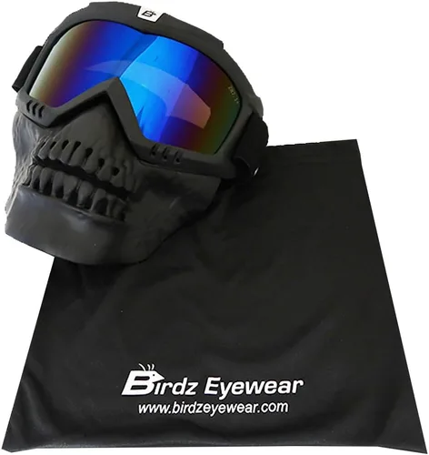 Miniatura 4 de Birdz Skullbird - Gafas protectoras acolchadas para motocicleta ATV, color negro, con cubrebocas
