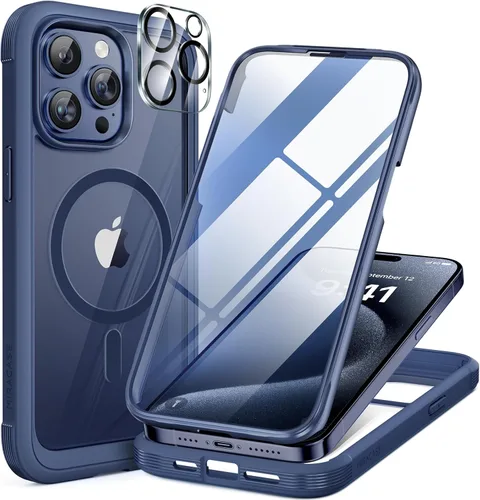 Miniatura 250 de Miracase Funda para iPhone 13 de 6.1 pulgadas, [sin burbujas] funda de teléfono de cuerpo completo con pantalla de vidrio completa integrada, sin