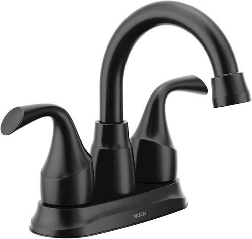 Miniatura 13 de Moen Idora - Grifo de lavabo de dos manijas con centro cromado y montaje de desagüe, 84115 Cromo