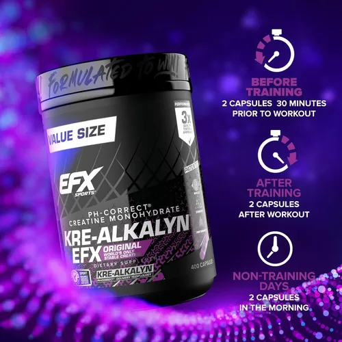 Miniatura 3 de EFX Sports Kre-Alkalyn EFX Suplemento de píldora de monohidrato de creatina con pH correcto Fuerza, crecimiento muscular y rendimiento 200