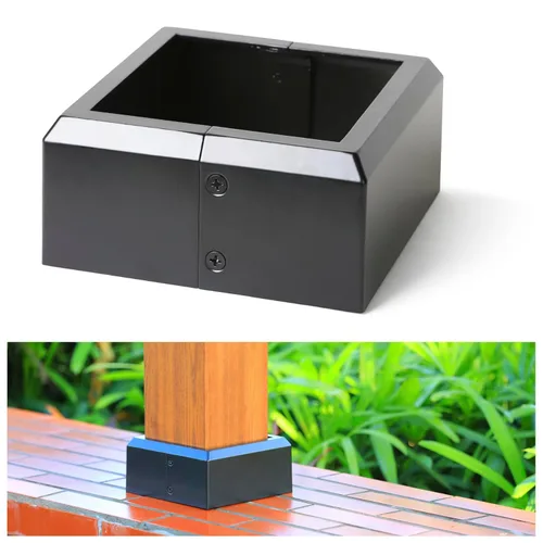 Miniatura 21 de Paquete de 4 cubiertas de base de poste de cubierta de aleación de aluminio (base de poste de 1 x 1 pulgada x 3.35 pulgadas), para pasamanos, Blanco