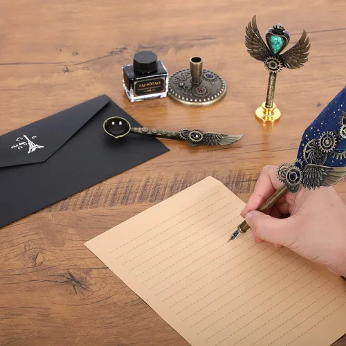 Miniatura 2 de Juego de pluma estilográfica y tinta, juego de plumas de ave para caligrafía, regalo de Navidad para amantes de la caligrafía, regalo de cumpleaños